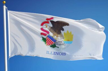 Illinois state flag flying.