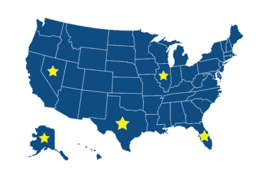 Map highlighting the best states for 100% disabled veterans.